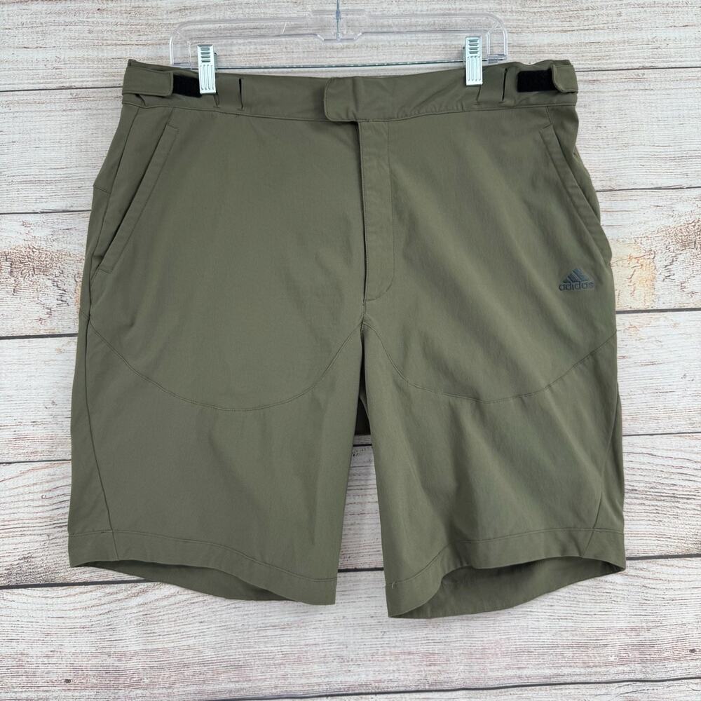 Vintage Adidas Hiking Shorts Men's Size 40 Olive Green Adjustable Waist